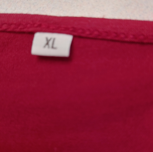 Midi Casual Tee Shirt Dress Burgundy With Side Details Tulip Front Hem Size XL - Picture 6 of 7